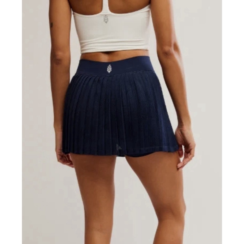 FP Movement Free People Rally Ruffle Mini Skirt Navy Blue Skort Womens M/L